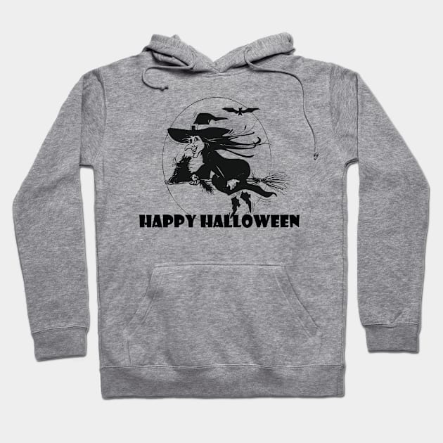 halloween witch flying on broom Hoodie by BoogieCreates